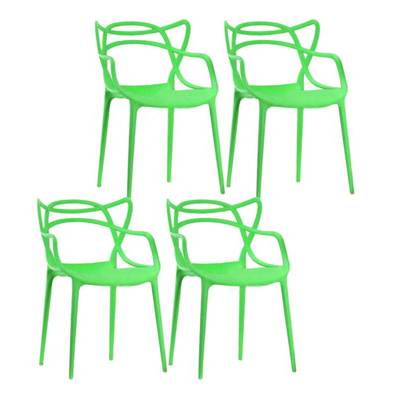 Contemporary Style Dining Armchair Plastic Open Back Dining Chair