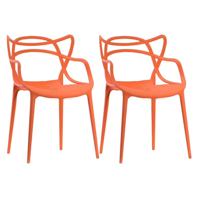 Contemporary Style Dining Armchair Plastic Open Back Dining Chair