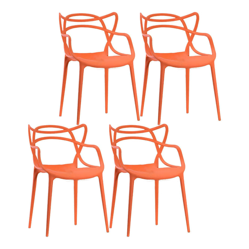 Contemporary Style Dining Armchair Plastic Open Back Dining Chair