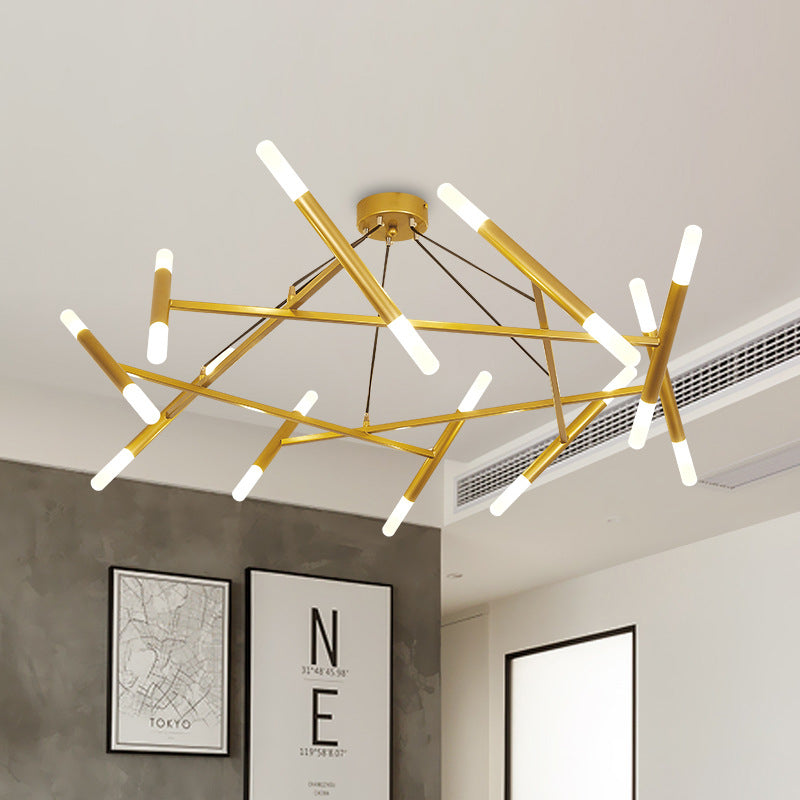 Metallic Slim Tube suspendu lampe contemporaine 20 bulbes en laiton LED PRENDANT PENDANT