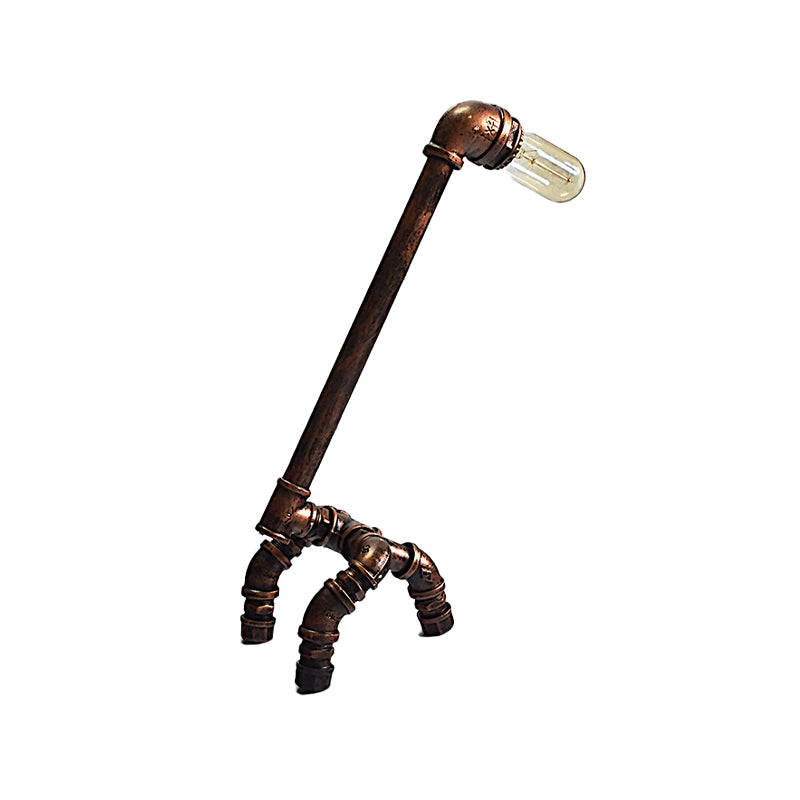Girafe Dining Room Table Éclairage Iron Antiquised 1 Light Rust Finition Finis Plug-In Nightstand Lampe