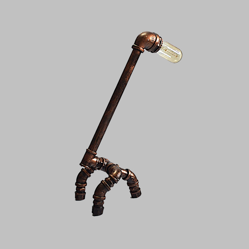 Girafe Dining Room Table Éclairage Iron Antiquised 1 Light Rust Finition Finis Plug-In Nightstand Lampe