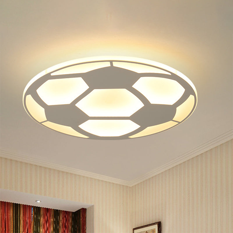 Sport Flat Soccer Flush Ceiling Light Acrylic Ceiling Mount Light in White for Kid Bedroom