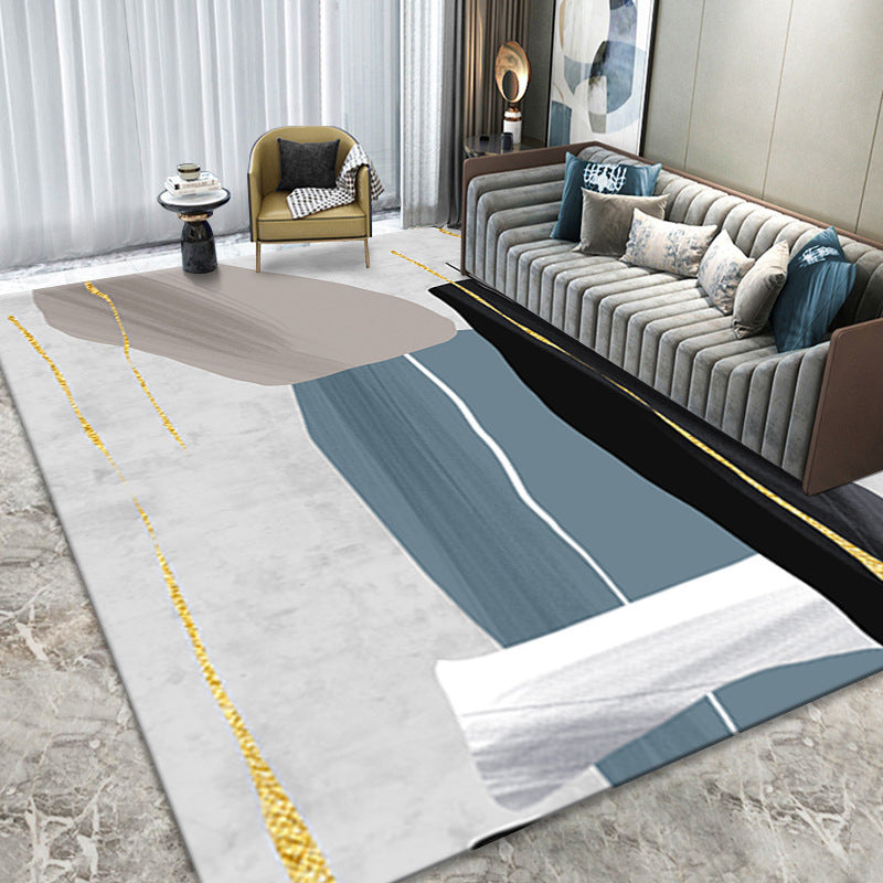 Light Grey Contemporary Carpet Polyester Block Color Carpet Washable Carpet for Home Decor