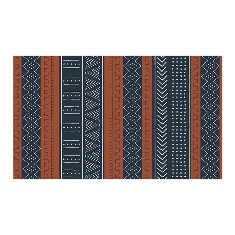 Dark Orange Print Rug Polyester Modern Rug Stain Resistant Rug for Living Room