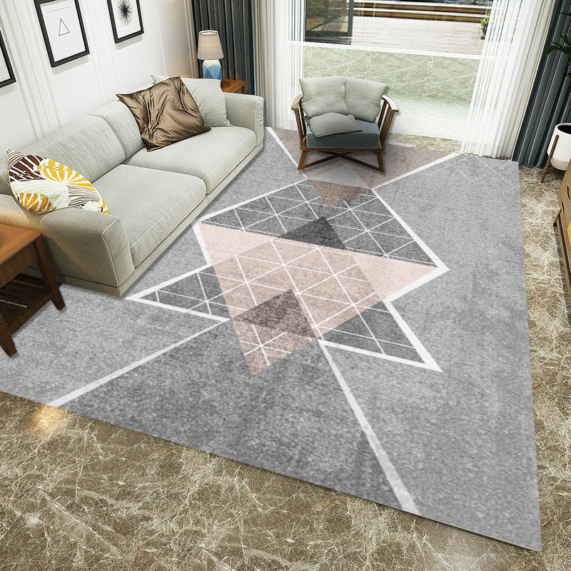 Gray Modern Indoor Rug Polyester Pattern Rug Washable Rug for Home Decoration