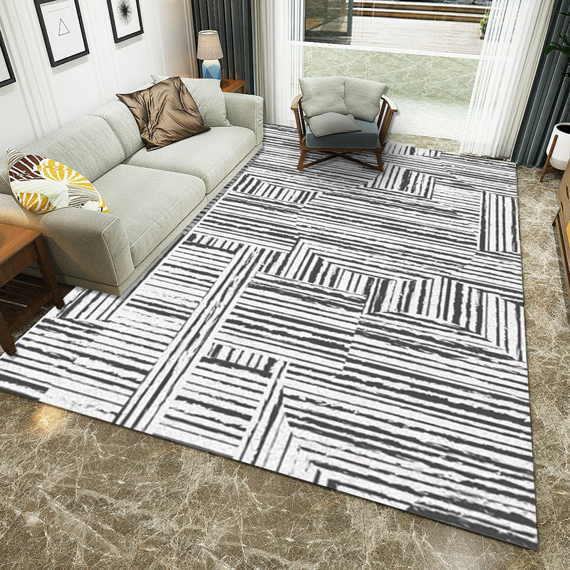 Gray Modern Indoor Rug Polyester Pattern Rug Washable Rug for Home Decoration