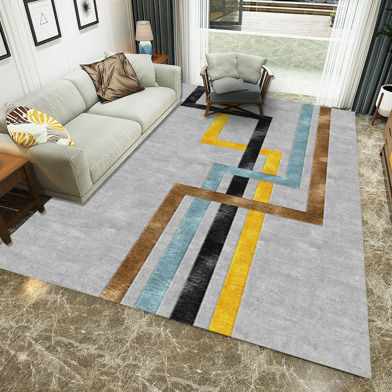 Gray Modern Indoor Rug Polyester Pattern Rug Washable Rug for Home Decoration