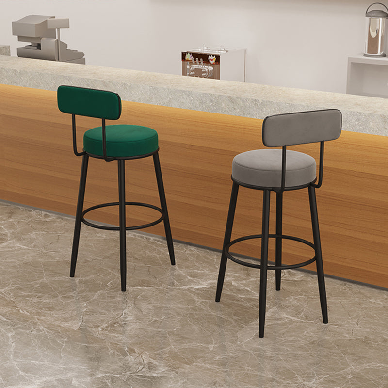Modern Armless Backrest Counter Stool Iron Dining Room Bar Stool with Cushion and Pedal
