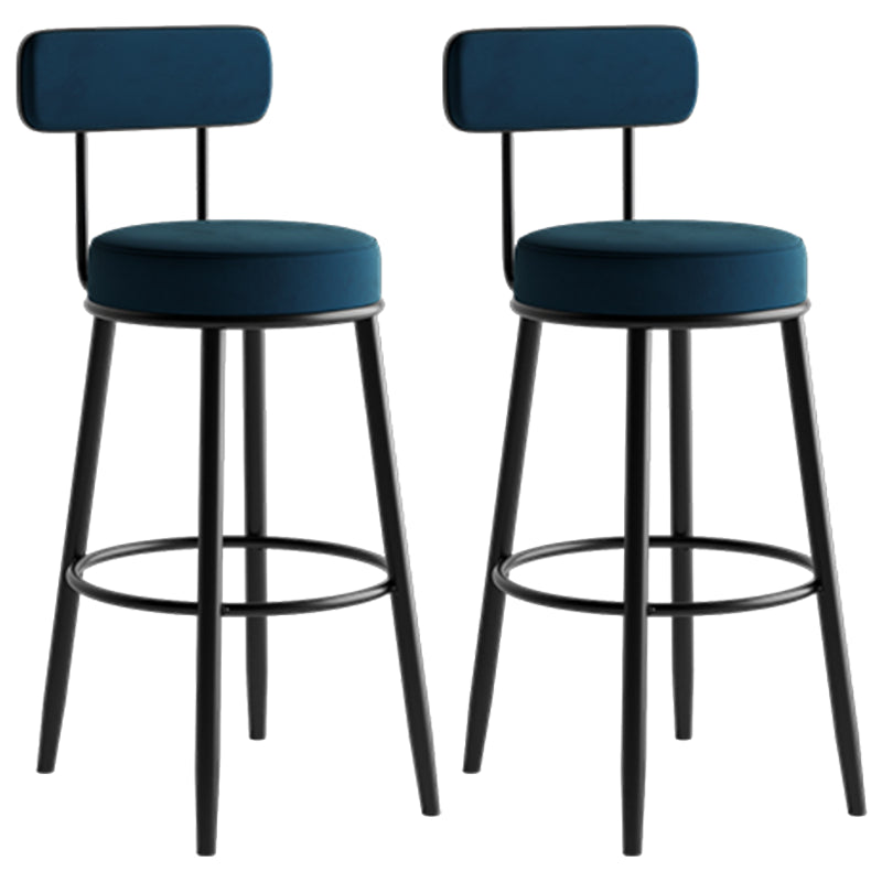 Modern Armless Backrest Counter Stool Iron Dining Room Bar Stool with Cushion and Pedal