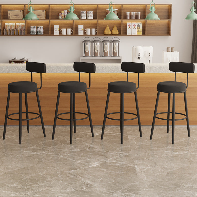 Modern Armless Backrest Counter Stool Iron Dining Room Bar Stool with Cushion and Pedal