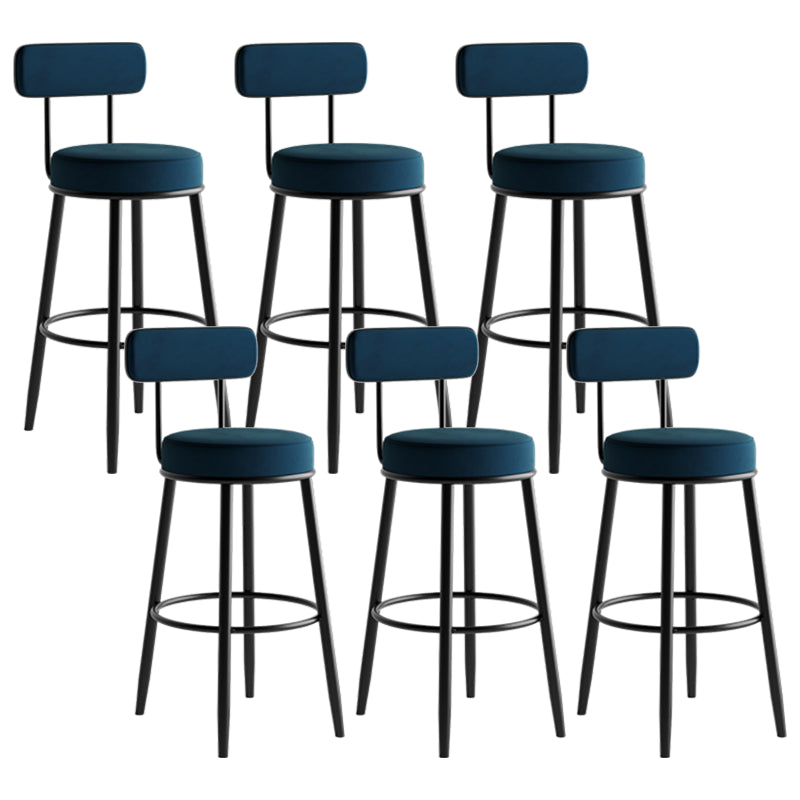 Modern Armless Backrest Counter Stool Iron Dining Room Bar Stool with Cushion and Pedal