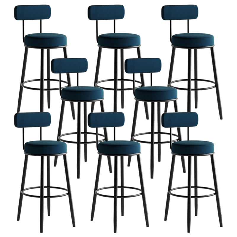 Modern Armless Backrest Counter Stool Iron Dining Room Bar Stool with Cushion and Pedal