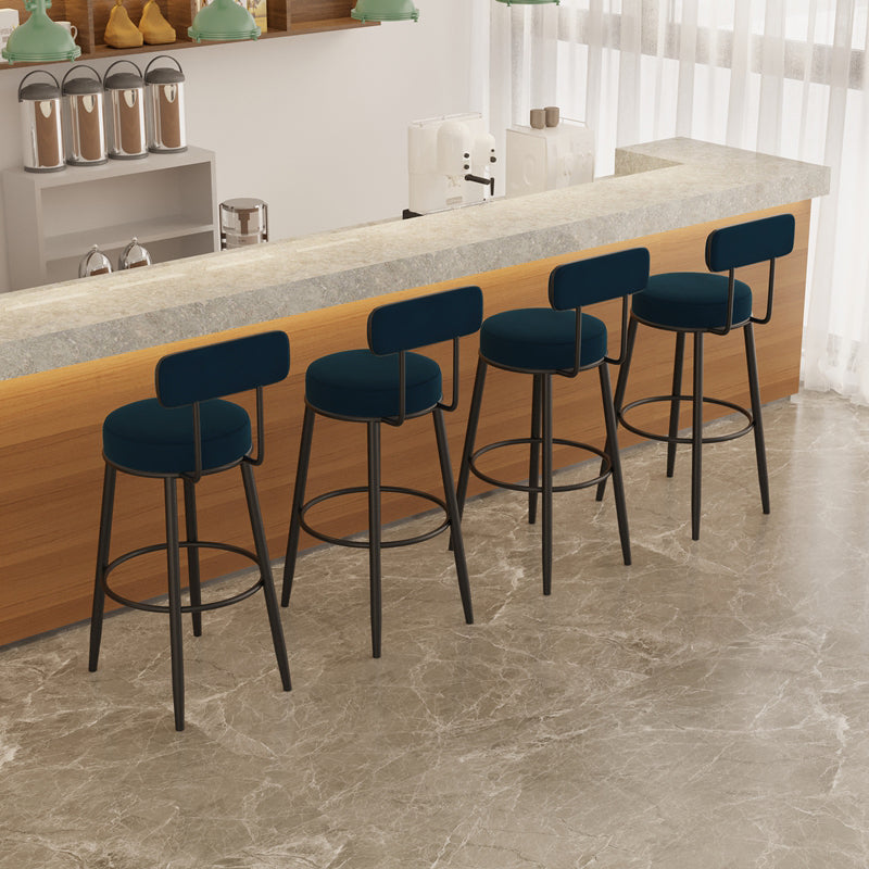 Modern Armless Backrest Counter Stool Iron Dining Room Bar Stool with Cushion and Pedal