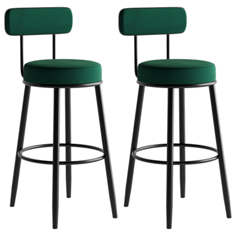 Modern Armless Backrest Counter Stool Iron Dining Room Bar Stool with Cushion and Pedal