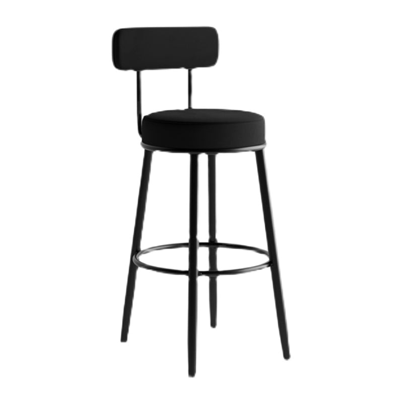 Modern Armless Backrest Counter Stool Iron Dining Room Bar Stool with Cushion and Pedal
