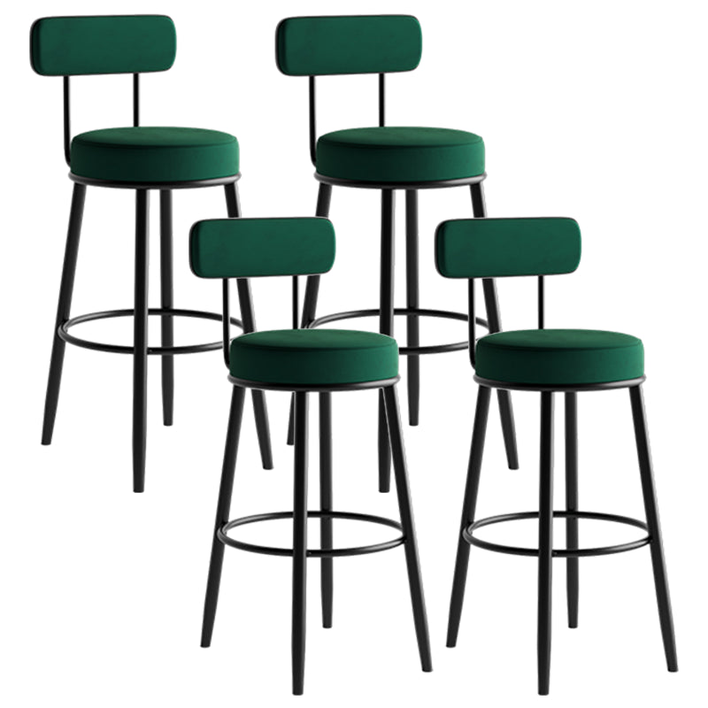 Modern Armless Backrest Counter Stool Iron Dining Room Bar Stool with Cushion and Pedal