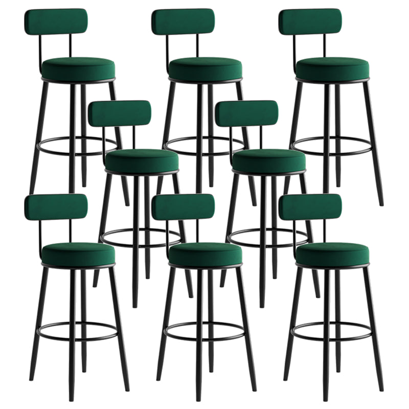 Modern Armless Backrest Counter Stool Iron Dining Room Bar Stool with Cushion and Pedal