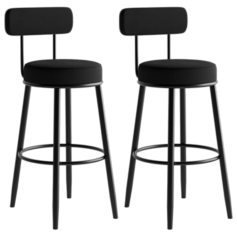 Modern Armless Backrest Counter Stool Iron Dining Room Bar Stool with Cushion and Pedal