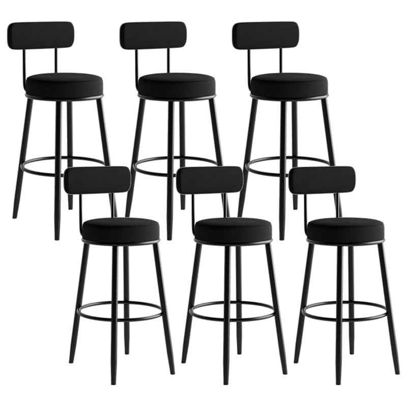 Modern Armless Backrest Counter Stool Iron Dining Room Bar Stool with Cushion and Pedal