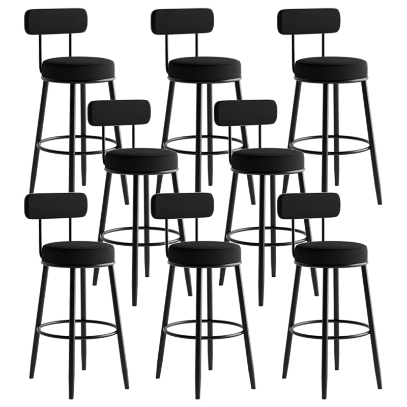Modern Armless Backrest Counter Stool Iron Dining Room Bar Stool with Cushion and Pedal