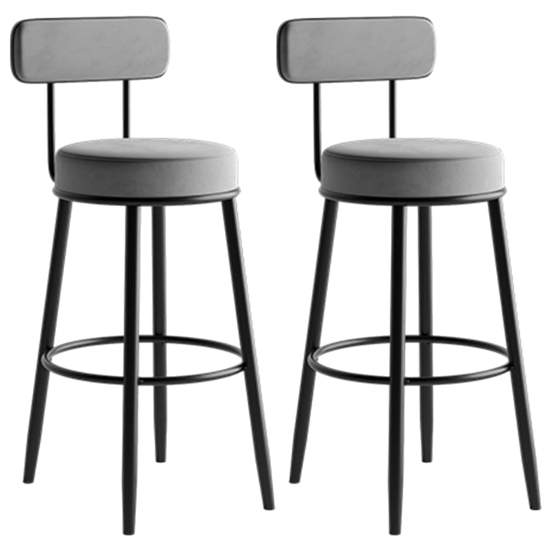 Modern Armless Backrest Counter Stool Iron Dining Room Bar Stool with Cushion and Pedal
