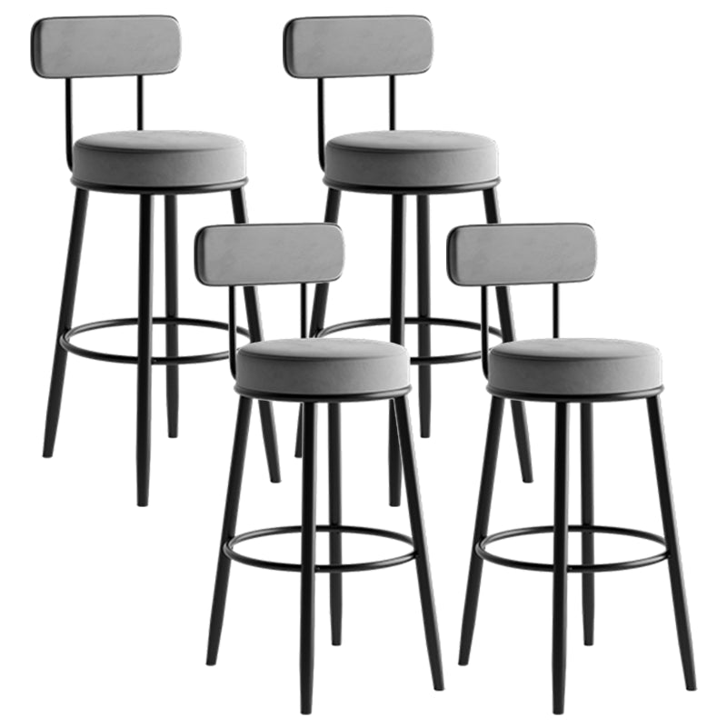 Modern Armless Backrest Counter Stool Iron Dining Room Bar Stool with Cushion and Pedal