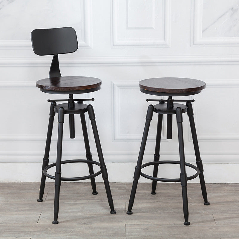 Industrial Bar and Counter Stool Adjustable Height Stool with 4 Black Legs