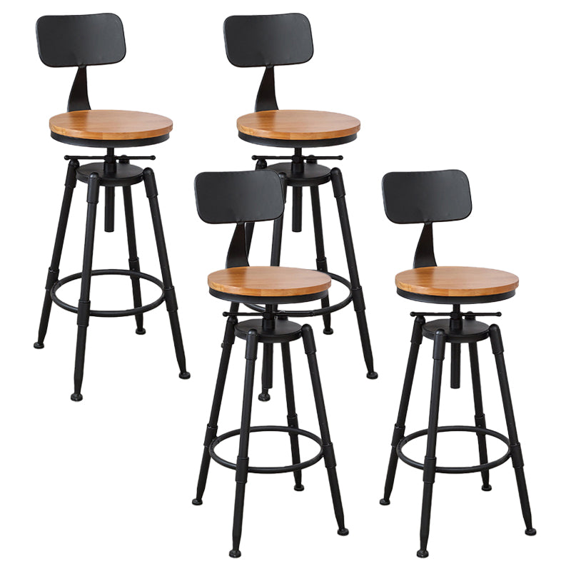 Industrial Bar and Counter Stool Adjustable Height Stool with 4 Black Legs