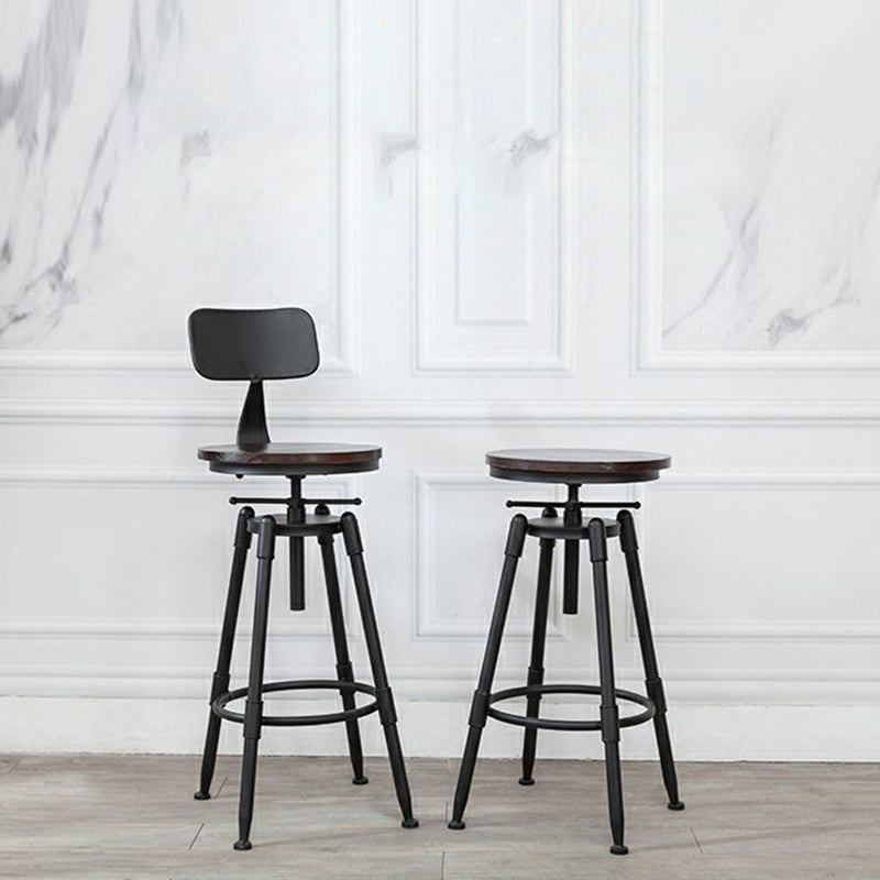 Industrial Bar and Counter Stool Adjustable Height Stool with 4 Black Legs