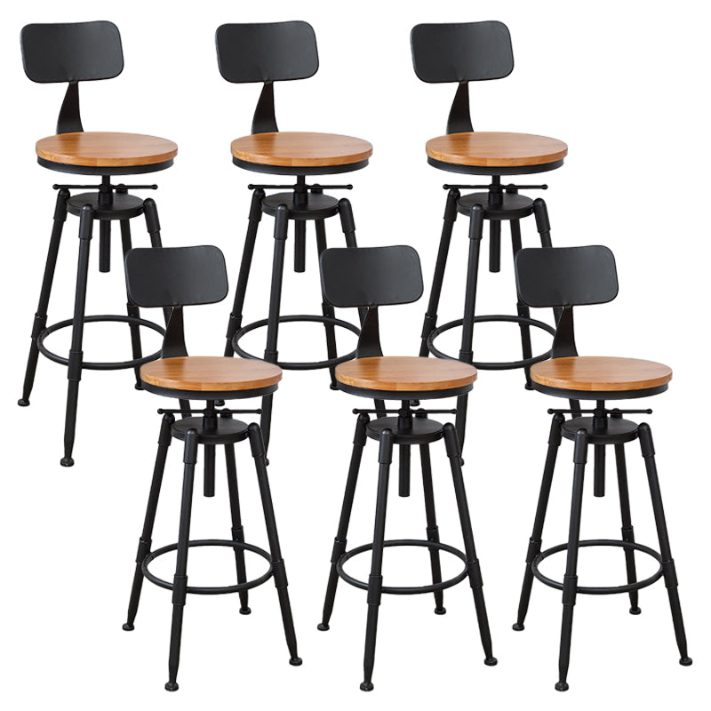 Industrial Bar and Counter Stool Adjustable Height Stool with 4 Black Legs