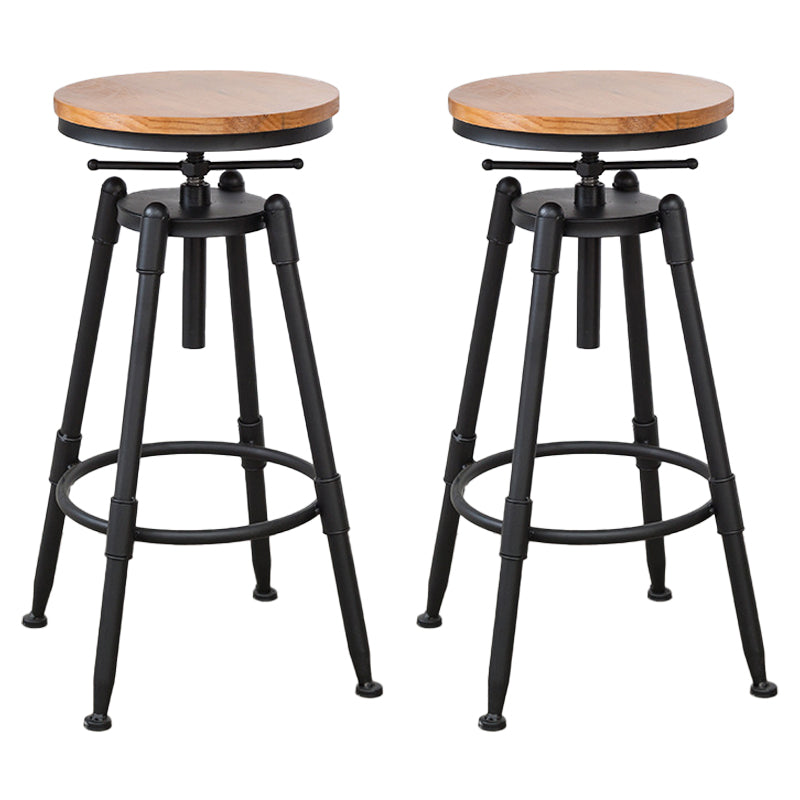 Industrial Bar and Counter Stool Adjustable Height Stool with 4 Black Legs
