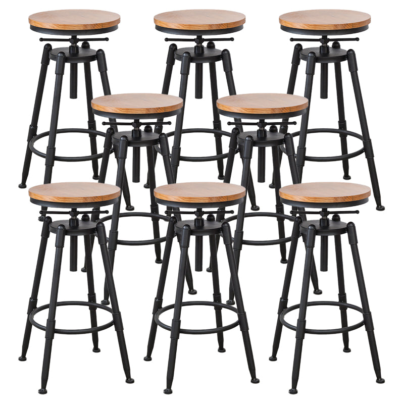 Industrial Bar and Counter Stool Adjustable Height Stool with 4 Black Legs