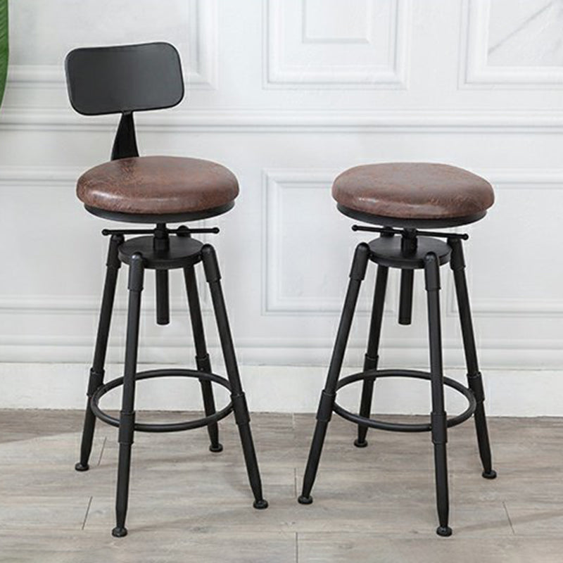 Industrial Bar and Counter Stool Adjustable Height Stool with 4 Black Legs