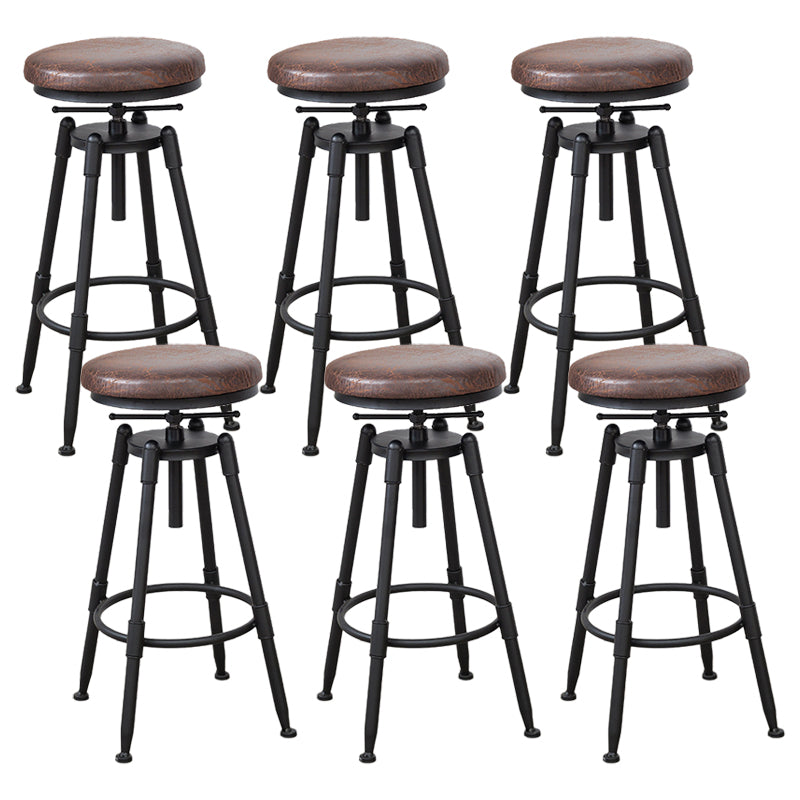 Industrial Bar and Counter Stool Adjustable Height Stool with 4 Black Legs