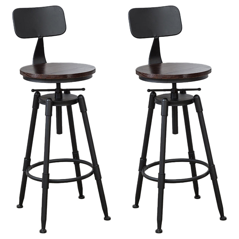Industrial Bar and Counter Stool Adjustable Height Stool with 4 Black Legs
