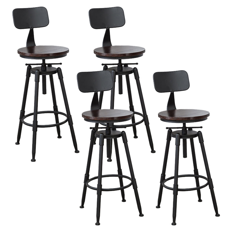 Industrial Bar and Counter Stool Adjustable Height Stool with 4 Black Legs