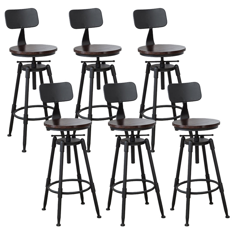 Industrial Bar and Counter Stool Adjustable Height Stool with 4 Black Legs