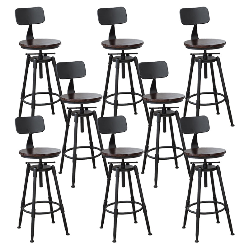Industrial Bar and Counter Stool Adjustable Height Stool with 4 Black Legs