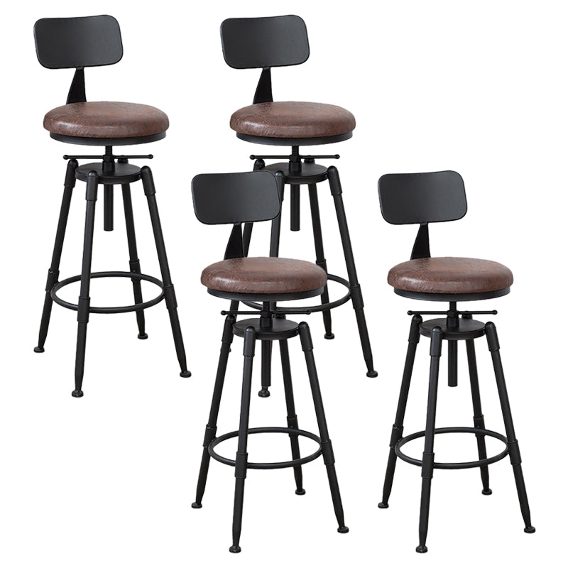 Industrial Bar and Counter Stool Adjustable Height Stool with 4 Black Legs