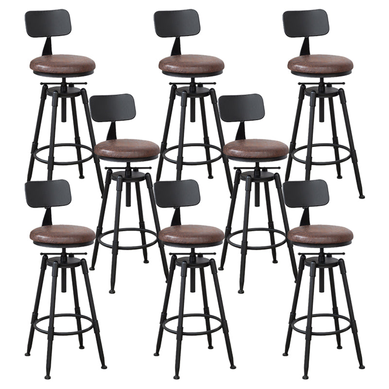 Industrial Bar and Counter Stool Adjustable Height Stool with 4 Black Legs