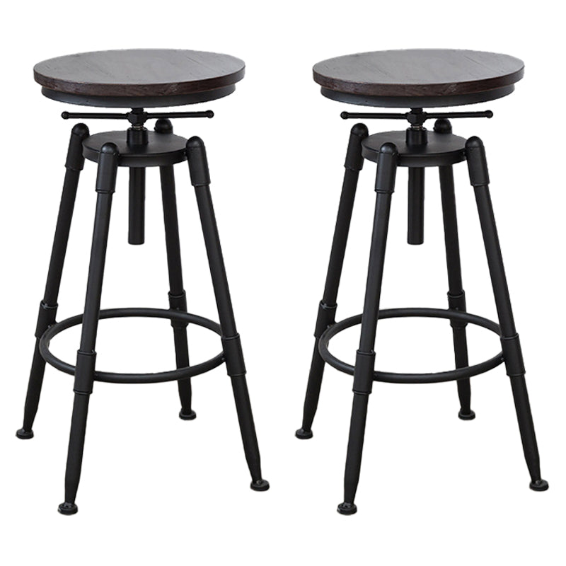 Industrial Bar and Counter Stool Adjustable Height Stool with 4 Black Legs