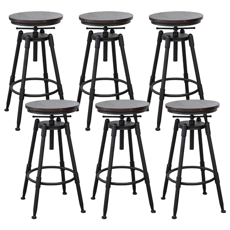 Industrial Bar and Counter Stool Adjustable Height Stool with 4 Black Legs