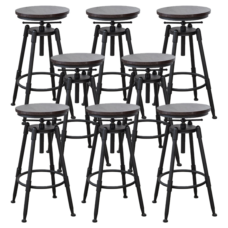 Industrial Bar and Counter Stool Adjustable Height Stool with 4 Black Legs