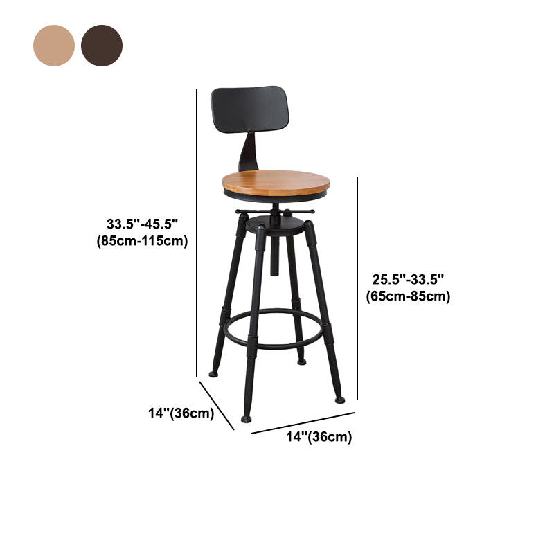 Industrial Bar and Counter Stool Adjustable Height Stool with 4 Black Legs
