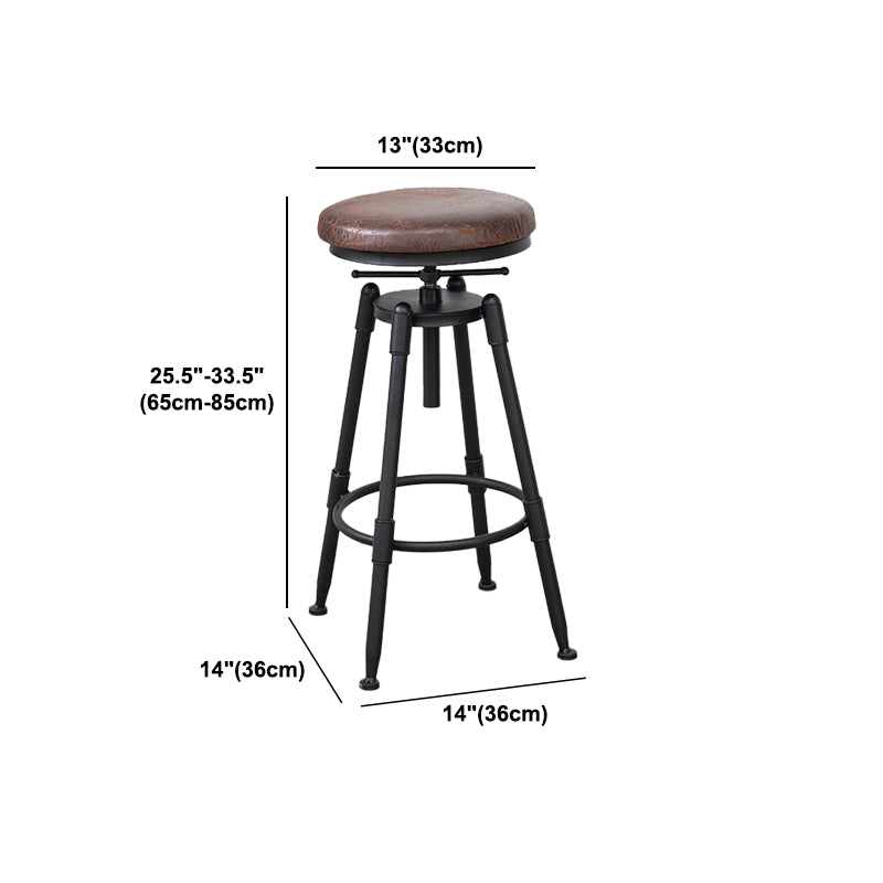 Industrial Bar and Counter Stool Adjustable Height Stool with 4 Black Legs