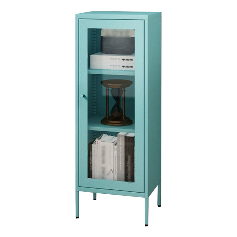 Scandinavian Standard Bookcase Metal Closed Back Bookshelf with Door