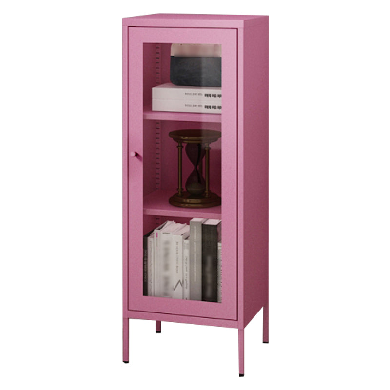 Scandinavian Standard Bookcase Metal Closed Back Bookshelf with Door
