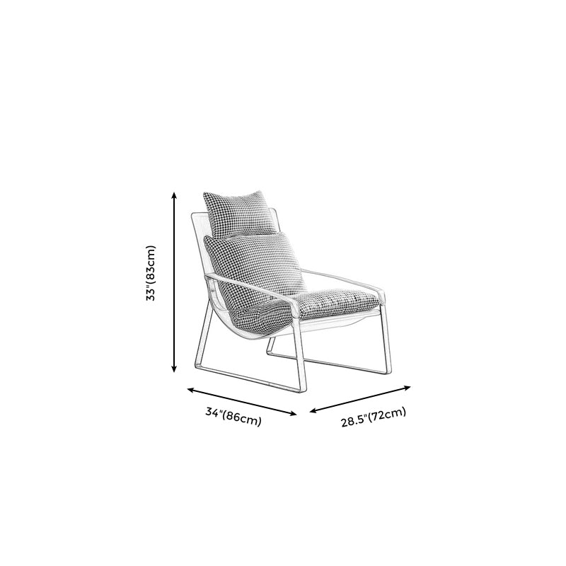 Solid Color Armchair With headrest, Modern Iron Frame Lounge Chair