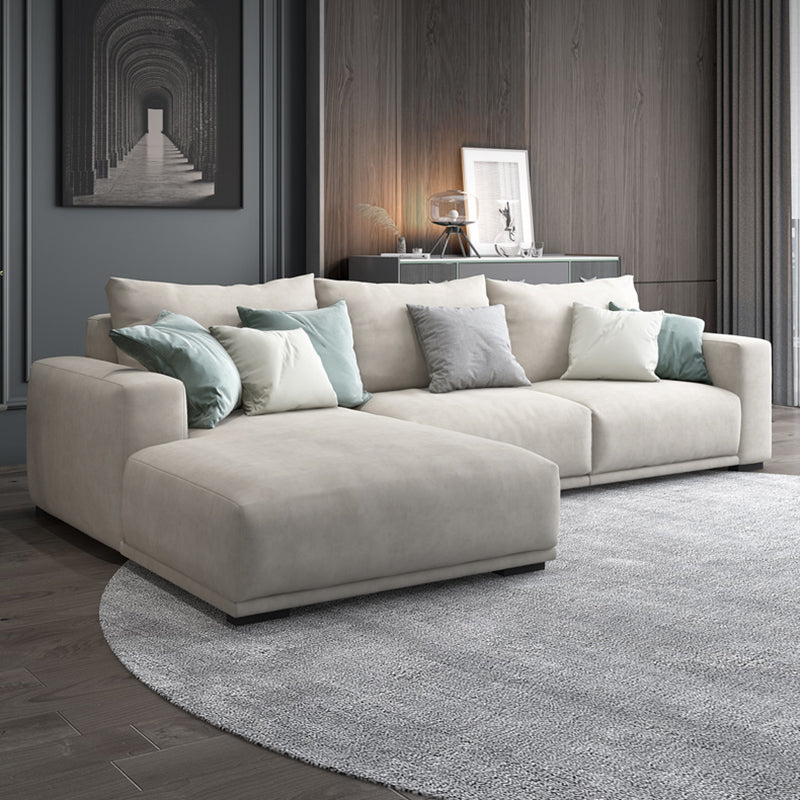 Modernism Cushions Sofa & Chaise 33.46" H Faux Leather Loose Back Sofa in White